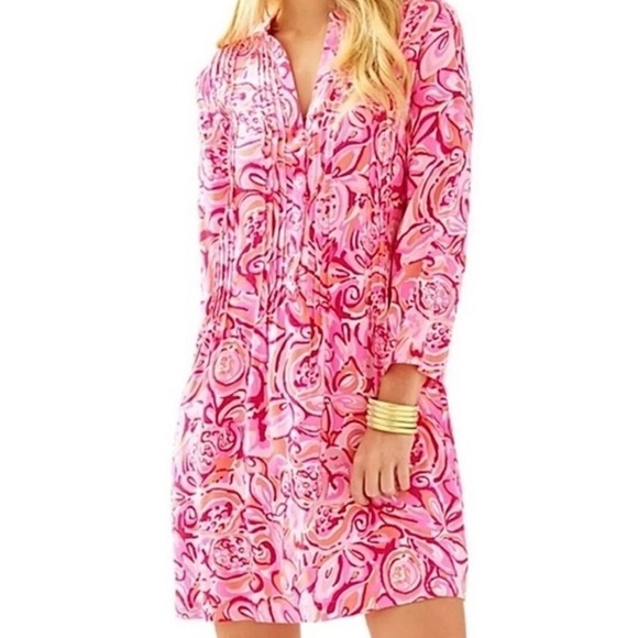 Lilly Pulitzer Dresses & Skirts - Lilly Pulitzer Sarasota Pintucked Tunic Dress Mini Mango Salsa Size XS Women